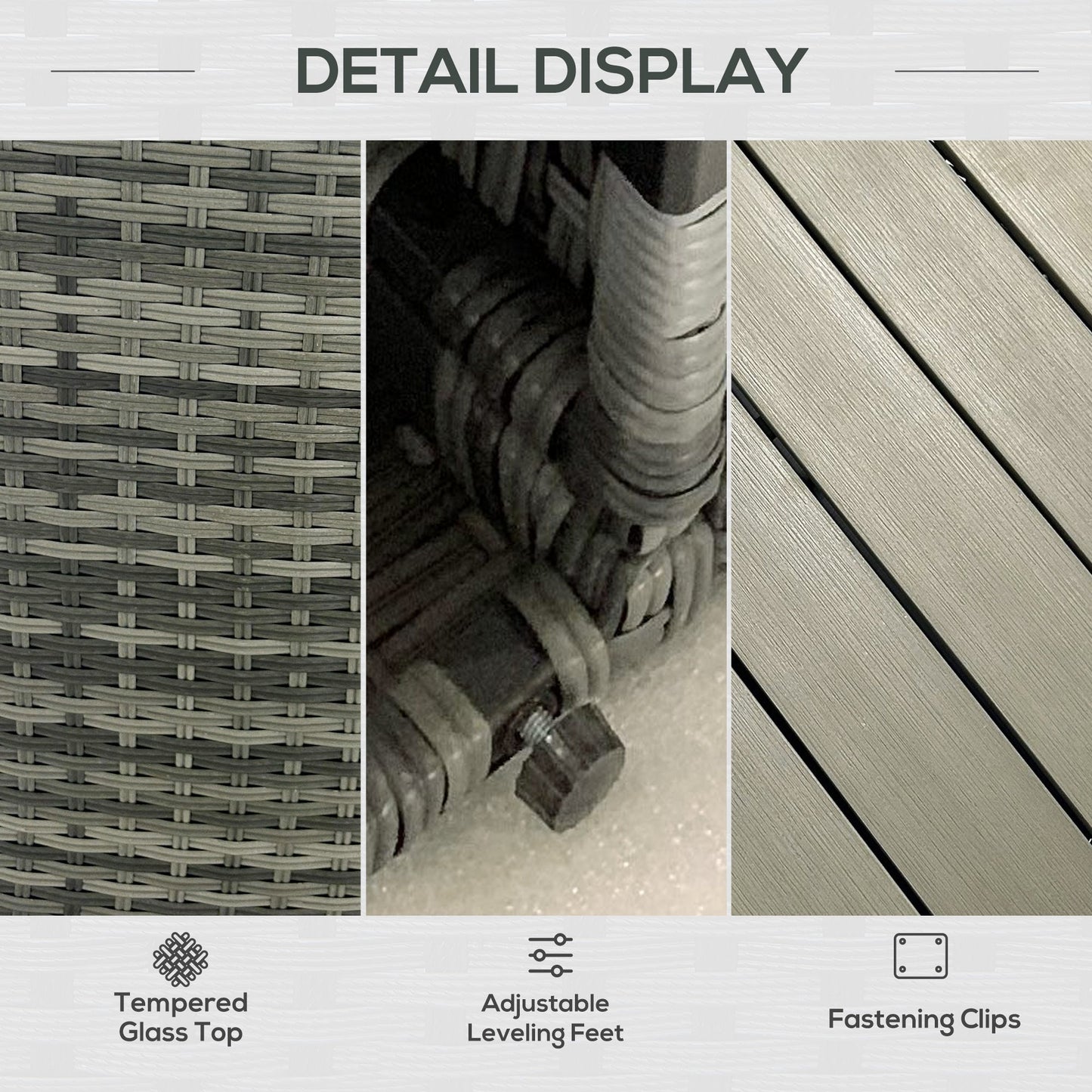 Outsunny 8PC Outdoor Conversation Set w/ 4 Rattan Sofa Chairs, 4 Tables & Umbrella Hole, Mixed Gray - 860-310V00GY