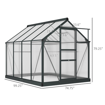 Outsunny BloomGreen 6' x 8' Greenhouse with Rain Gutter and Roof Vent Gray - 845-059GY