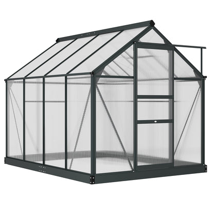 Outsunny BloomGreen 6' x 8' Greenhouse with Rain Gutter and Roof Vent Gray - 845-059GY
