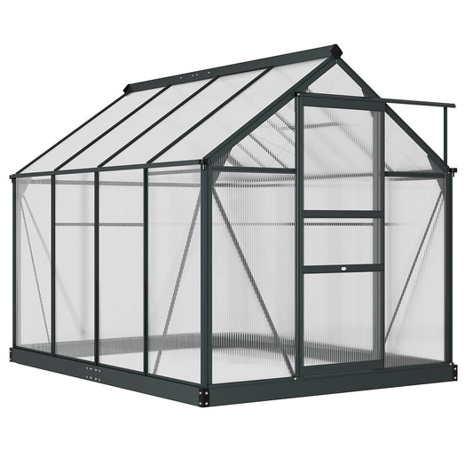 Outsunny BloomGreen 6' x 8' Greenhouse with Rain Gutter and Roof Vent Gray - 845-059GY