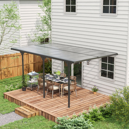 Outsunny 16.5' x 10' Hardtop Pergola with UV-Blocking Transparent Roof, Aluminum Frame, Gray - 84C-182V02LG