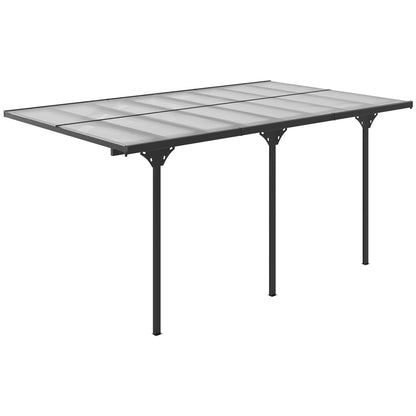Outsunny 16.5' x 10' Hardtop Pergola with UV-Blocking Transparent Roof, Aluminum Frame, Gray - 84C-182V02LG