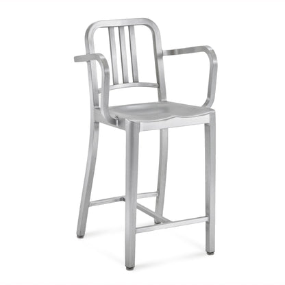 Emeco 1006 Navy Counter Stool With Arms - 1006 24A