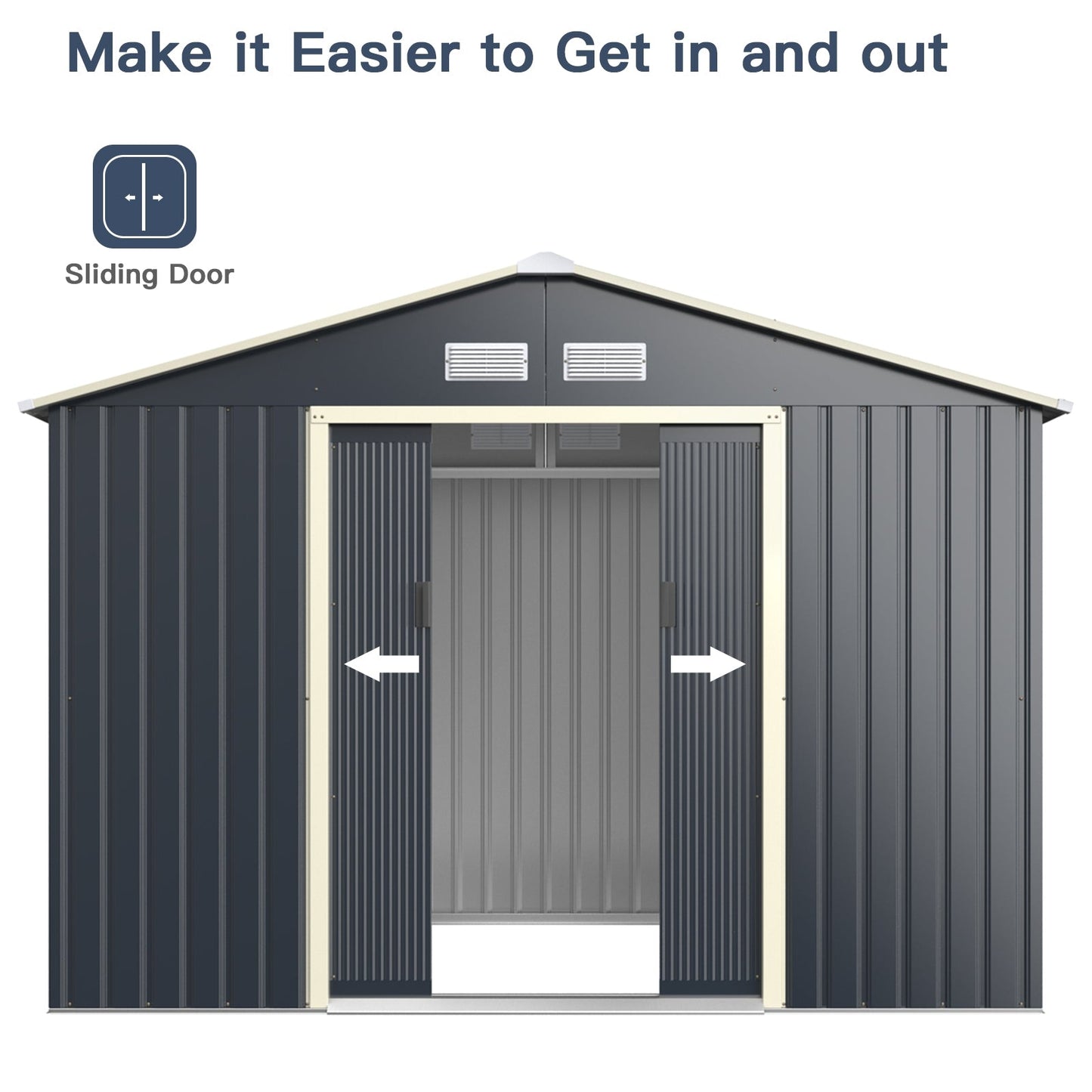 Costway Metal Storage Shed 9' x 6' with Sliding Double Lockable Doors New - GT3732GR+