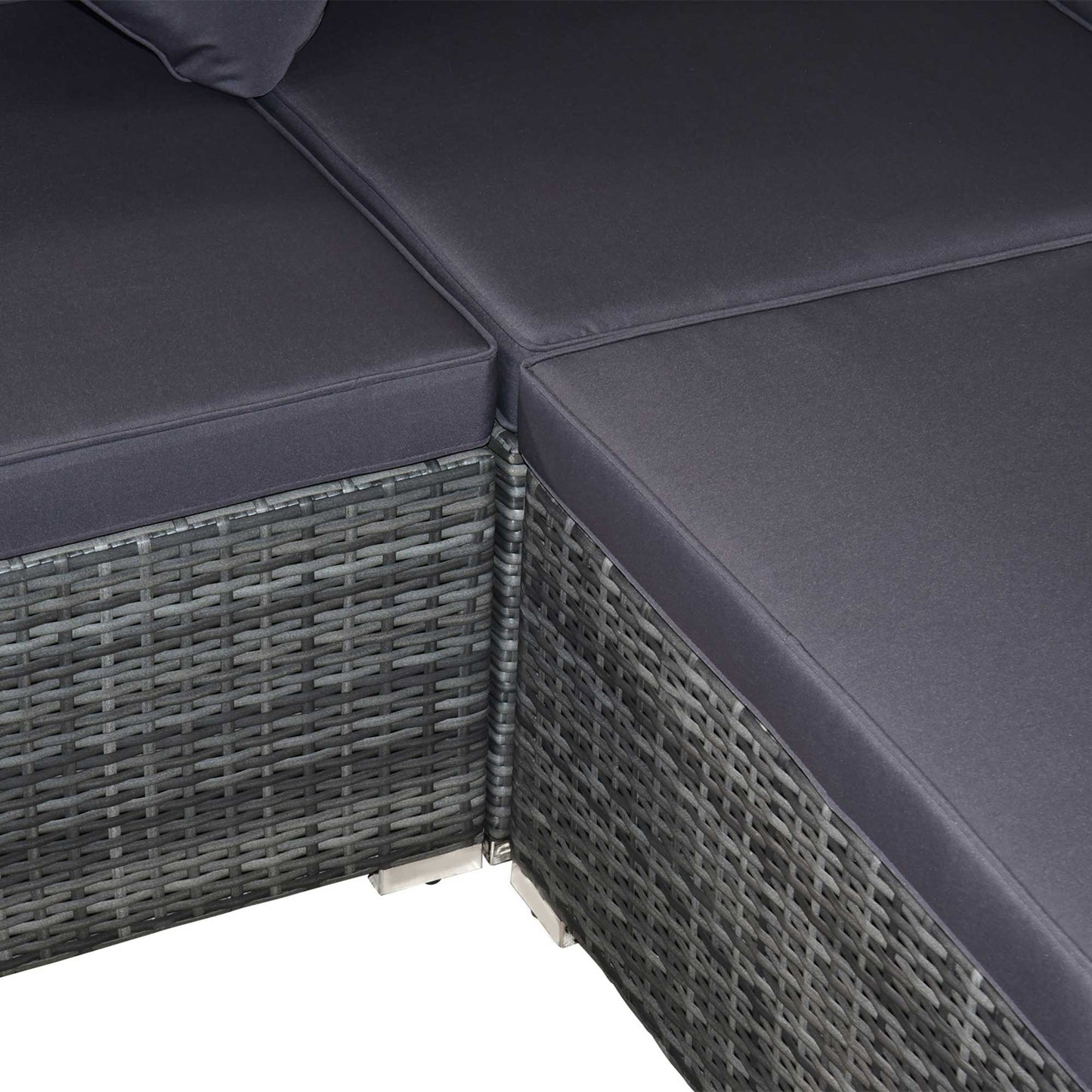 Outsunny 7-Piece All-Weather PE Rattan Sectional Sofa Set with Cushions & Glass Table, Gray - 860-020V01GY