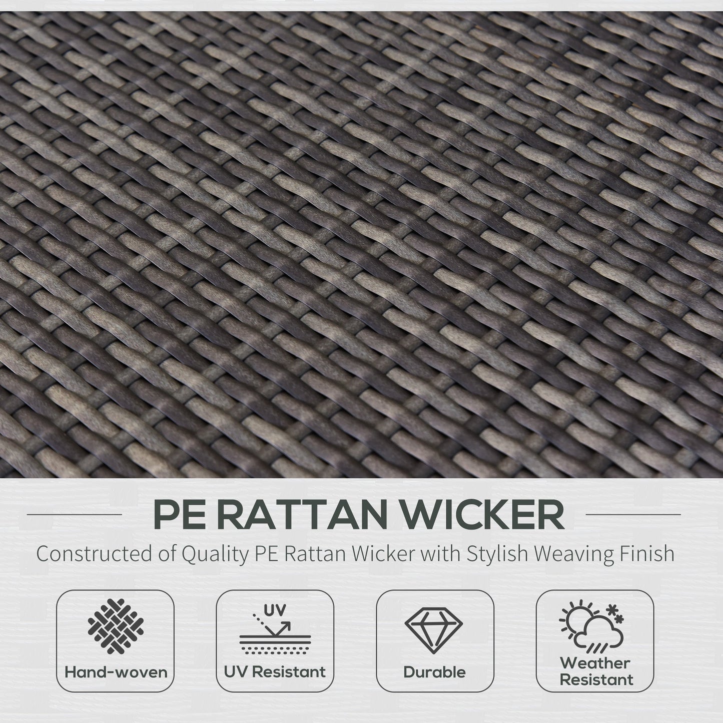 Outsunny 7-Piece All-Weather PE Rattan Sectional Sofa Set with Cushions & Glass Table, Gray - 860-020V01GY