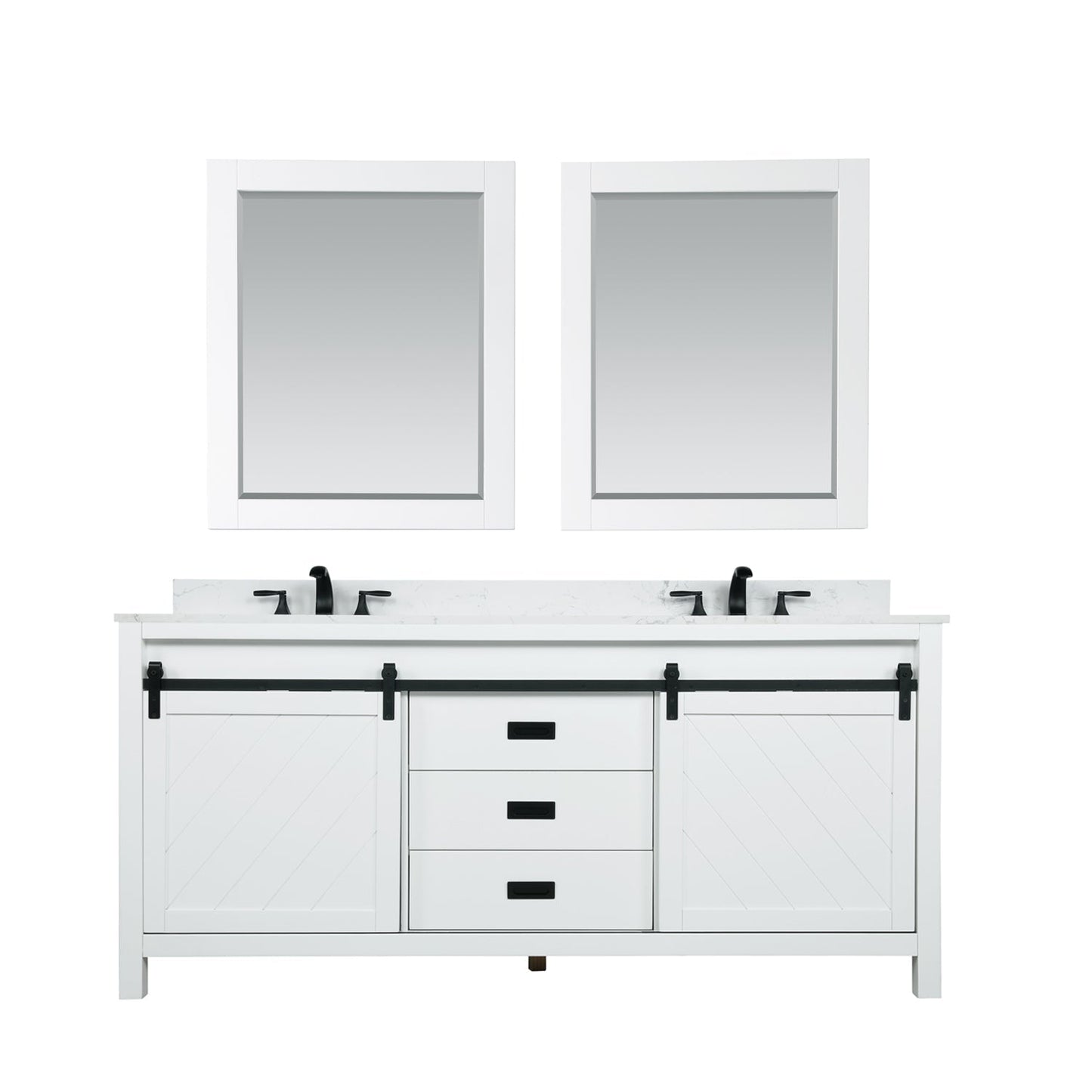 Altair Designs Kinsley 72" double vanity with top - 536072-WH-AW-NM