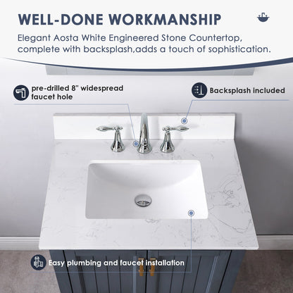 Altair Designs 30" single vanity with top - 538030-WH-CA-NM