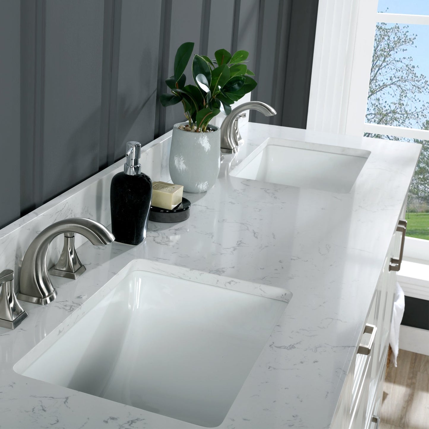 Altair Designs Isla 72" double vanity with top - 538072-CB-AW-NM