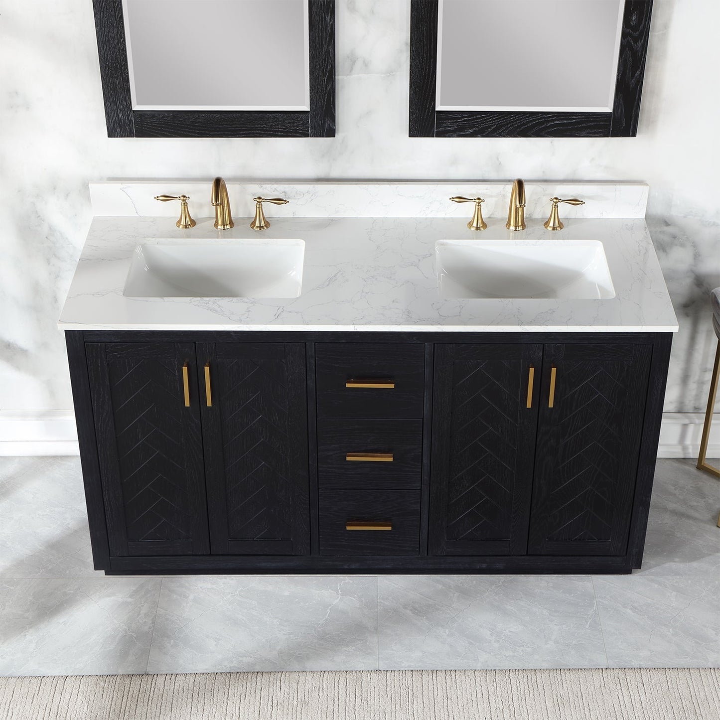 Altair Designs Gazsi 60" double vanity with top - 543060-BN-GW-NM