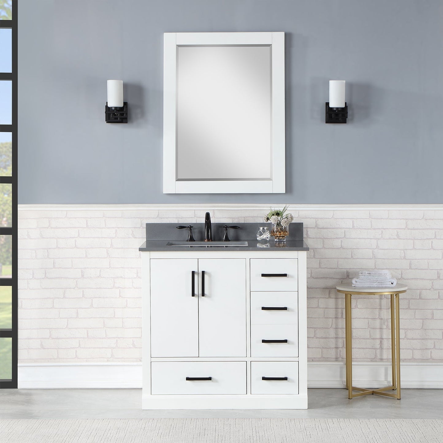 Altair Designs Monna 36" single vanity with top - 544036-WH-CG-NM