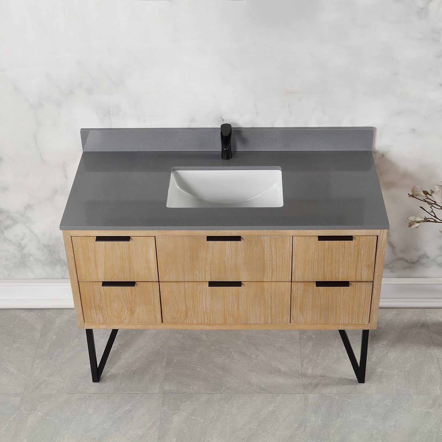 Altair Designs 48" single vanity with top - 548048-WP-CG-NM