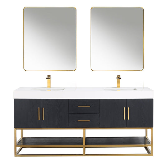 Altair Designs Bianco 72"/84" double vanity with top - 552072G-BO-WH-NM
