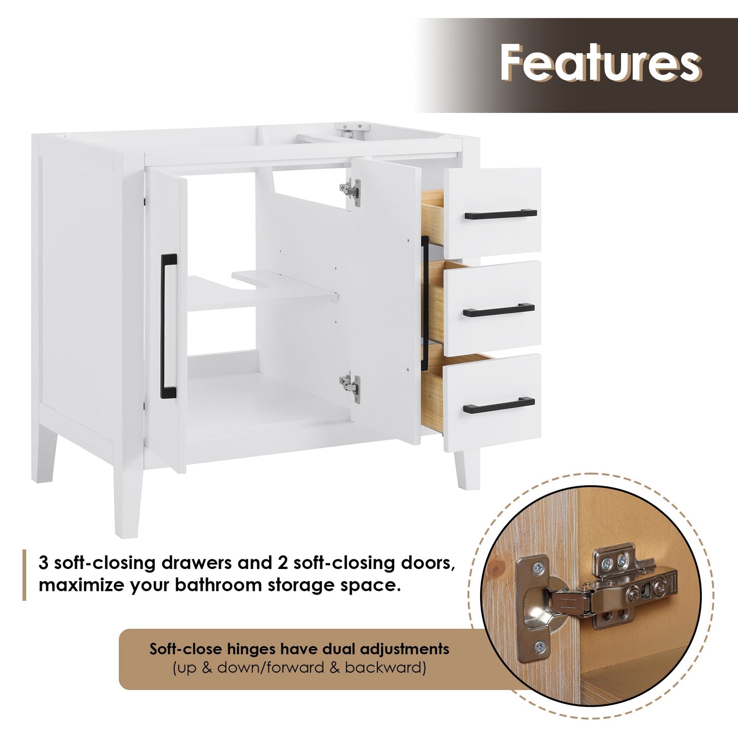Altair Designs Laurel 36" single vanity with top - 558036-WF-CWQ-NM