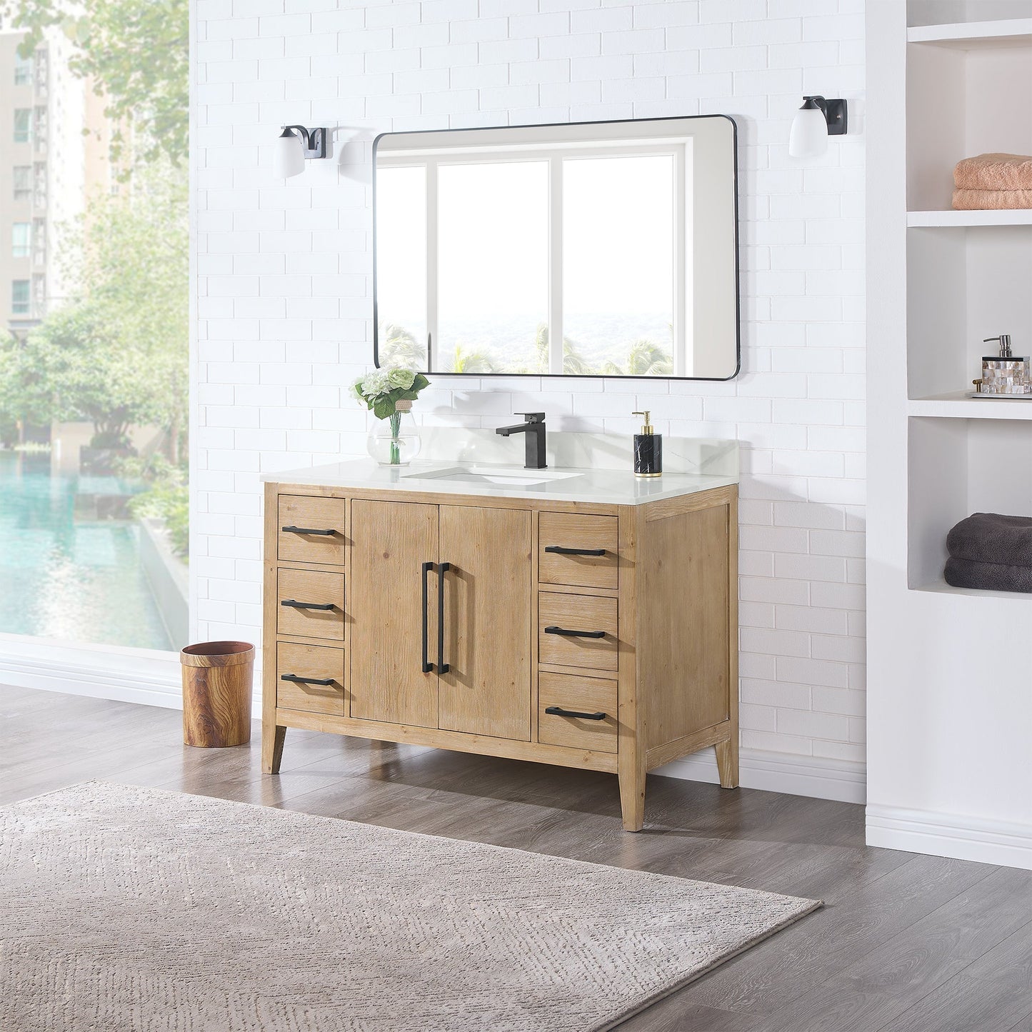 Altair Designs Laurel 48" single vanity with top - 558048-WH-CWQ-NM