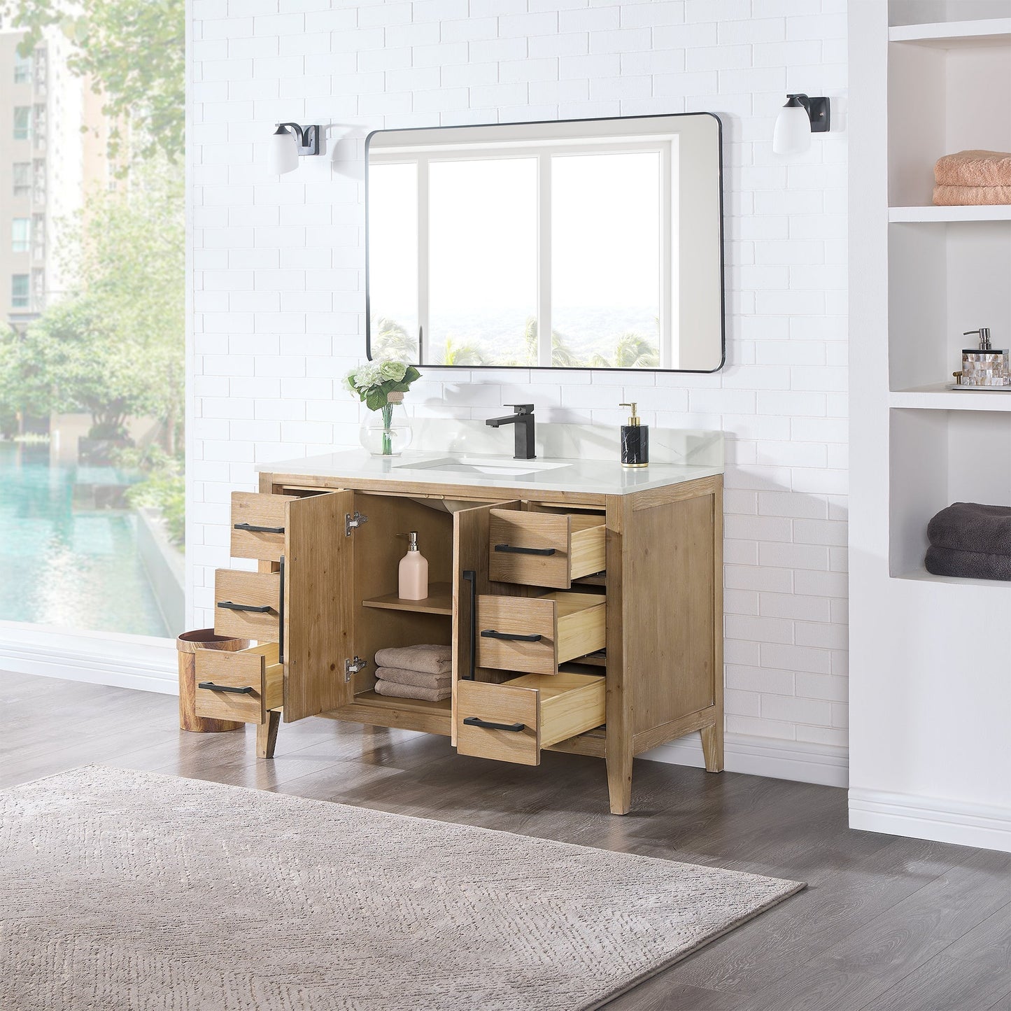 Altair Designs Laurel 48" single vanity with top - 558048-WH-CWQ-NM