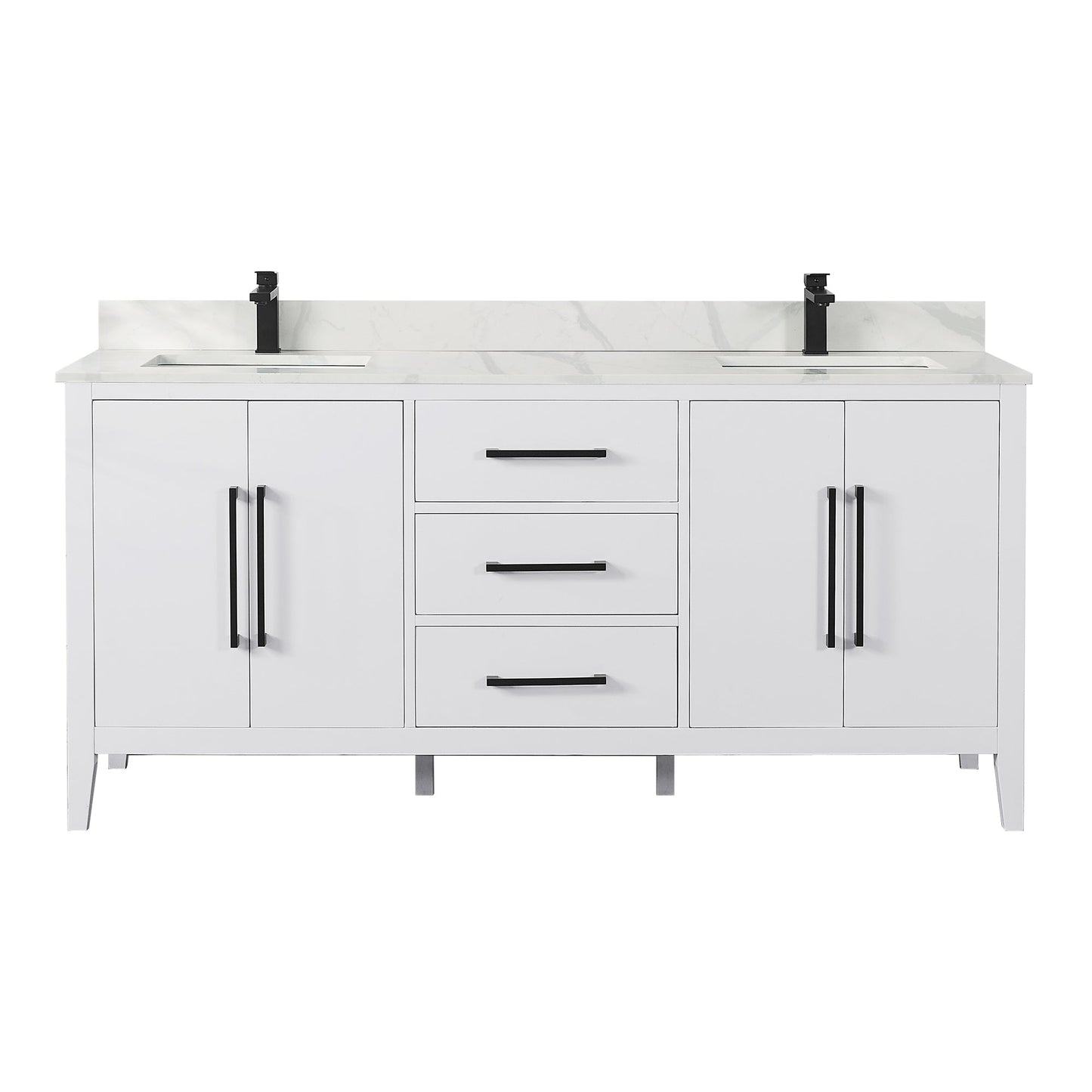 Altair Designs Laurel 72" double vanity with top - 558072-WH-CWQ-NM