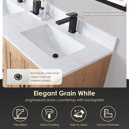 Altair Designs Anais 60" double vanity with top - 565060-LB-GW-NM