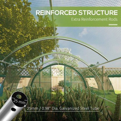Outsunny 20' x 10' x 6.6'  Walk-in Tunnel Greenhouse with Reinforced Structure, 2 Doors, 8 Windows, Green - 84H-033V00GN