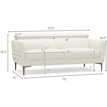 Costway Modern Loveseat Sofa 72.5" with Adjustable Headrest New - HV10184WL-12WH