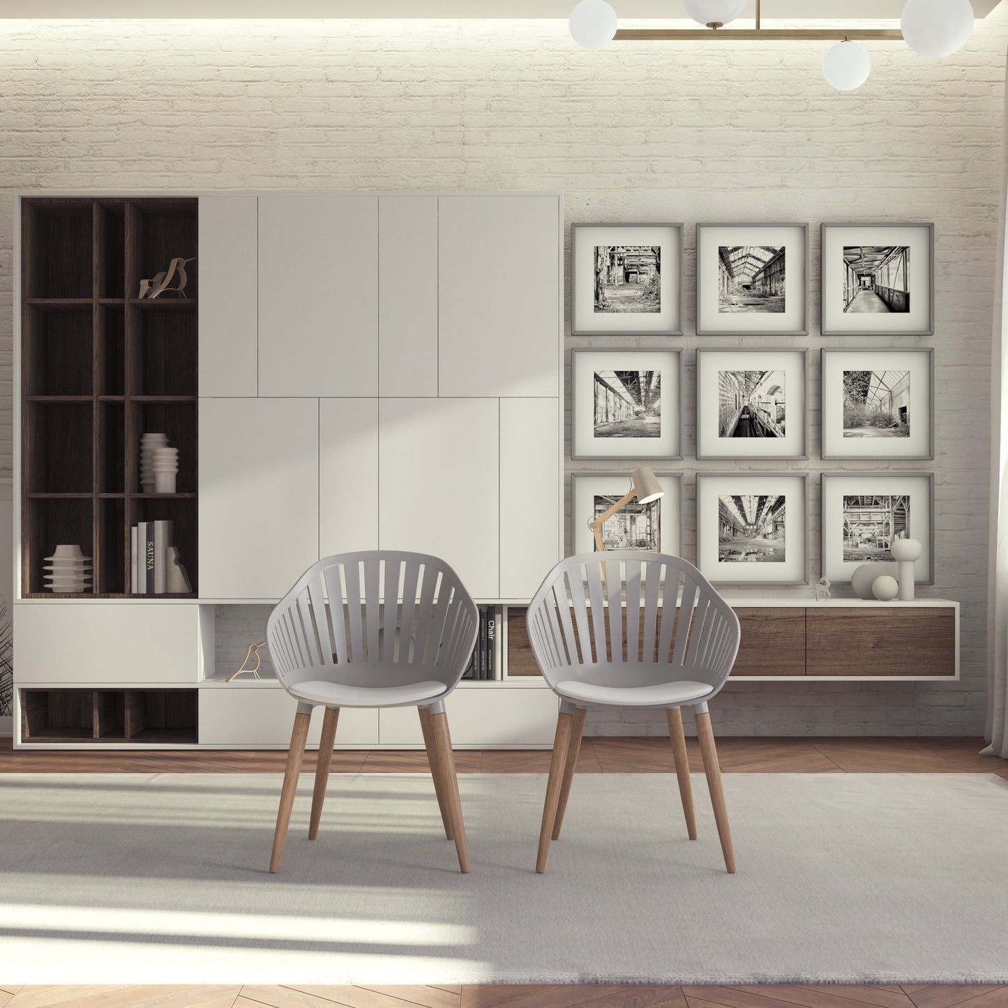 Midtown Concept Cannes Grey Eucalyptus Indoor Dining Chair - 4PC - SC CANNES GR_WH PAR