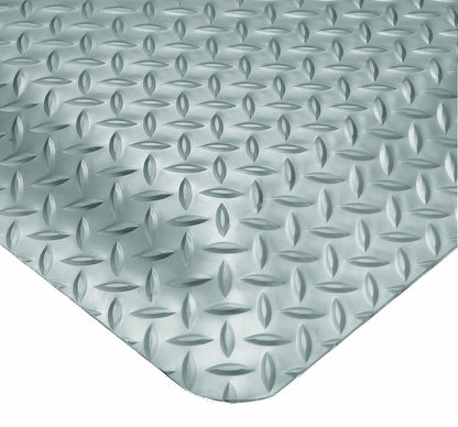 Wearwell Diamond-Plate SpongeCote UltraSoft Mat, 2' Width x 75' Length x 15/16" Thickness, Gray - 414.1516x2x75GY