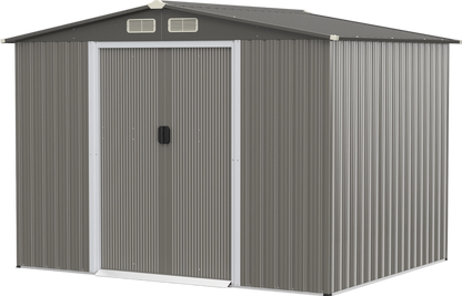 Costway Metal Storage Shed 8' x 6' with Sliding Double Lockable Doors New - GT3859LDG+
