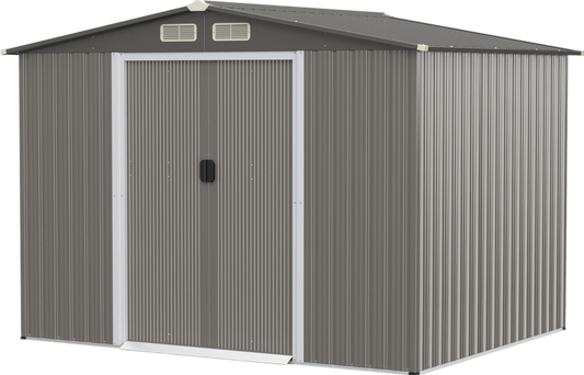 Costway Metal Storage Shed 8' x 6' with Sliding Double Lockable Doors New - GT3859LDG+