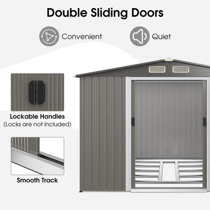 Costway Metal Storage Shed 8' x 6' with Sliding Double Lockable Doors New - GT3859LDG+