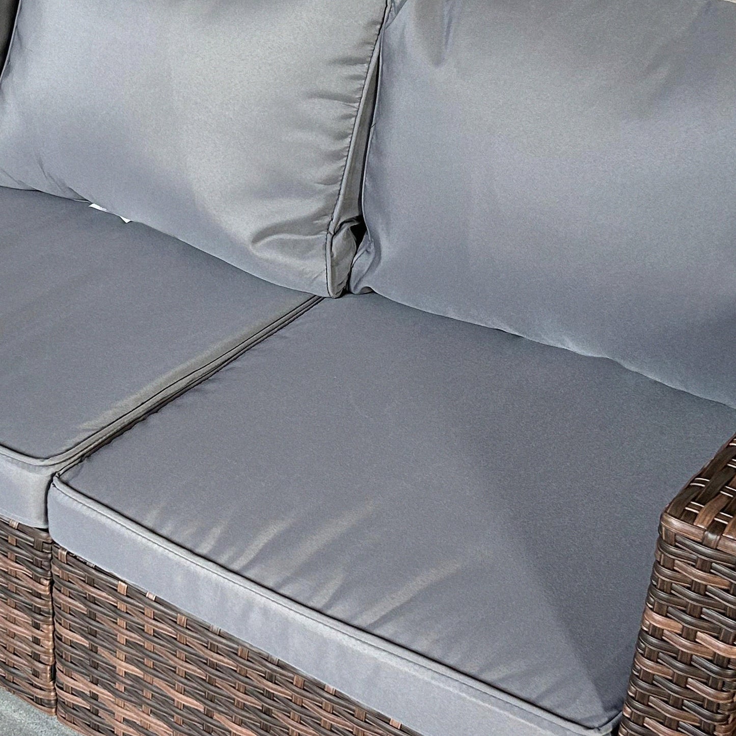 Outsunny 5-Piece PE Rattan Patio Set with 3-Seater Sofa, Armchairs, Footstools & Cushions, Mixed Brown - 860-311V00MB