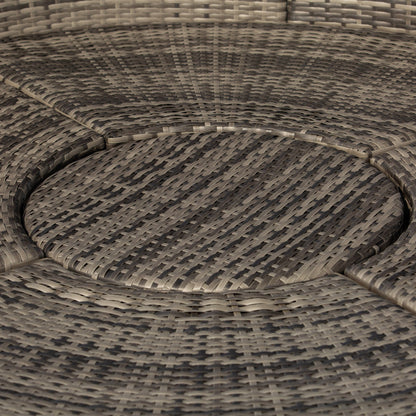 Outsunny 4-Piece Round Convertible Daybed with Adjustable Canopy, Sectional Sofa, 2 Chairs, Table, Gray - 862-021V01GY