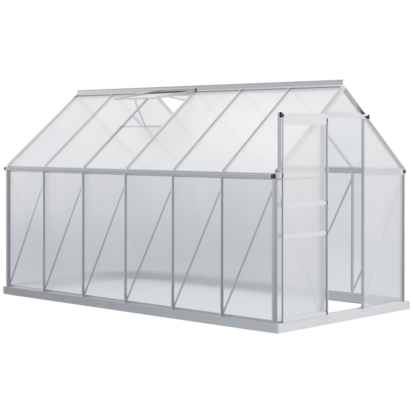 Outsunny BloomGreen 12' x 6' Greenhouse with Adjustable Roof Vent Silver - 845-540V02SR
