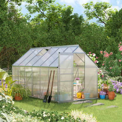 Outsunny BloomGreen 12' x 6' Greenhouse with Adjustable Roof Vent Silver - 845-540V02SR