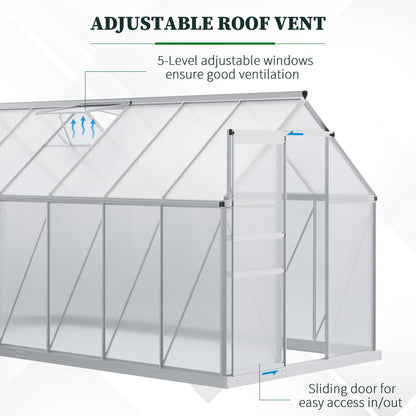 Outsunny BloomGreen 12' x 6' Greenhouse with Adjustable Roof Vent Silver - 845-540V02SR