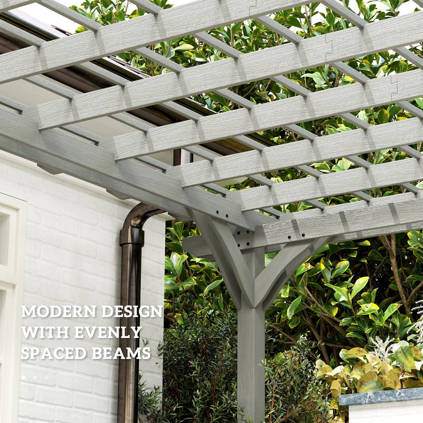 12' x 20' Wood Pergola with Sturdy Trellis for Climbing Plants, Gray