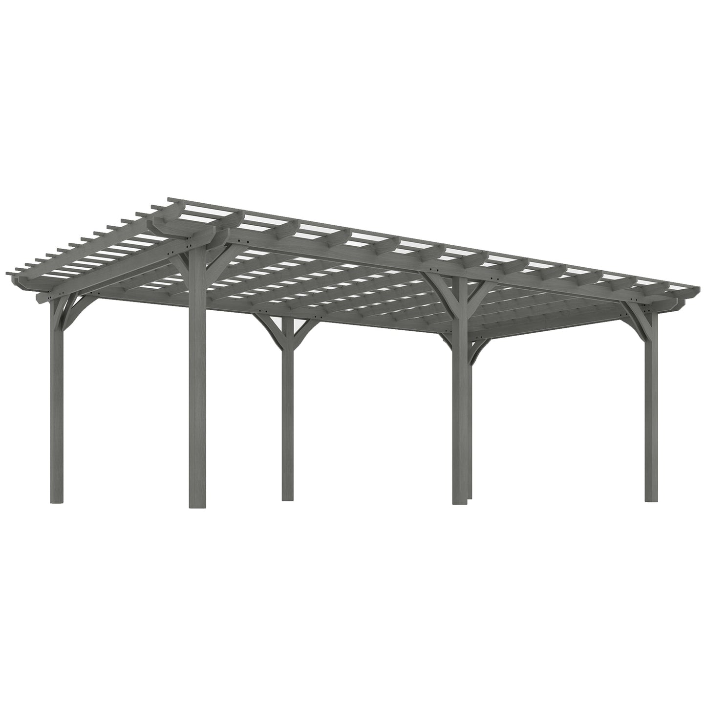 12' x 20' Wood Pergola with Sturdy Trellis for Climbing Plants, Gray