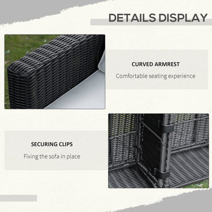 Outsunny 2-Piece Patio Corner Sofa Set with PE Rattan & Padded Cushions, Beige - 860-204CW