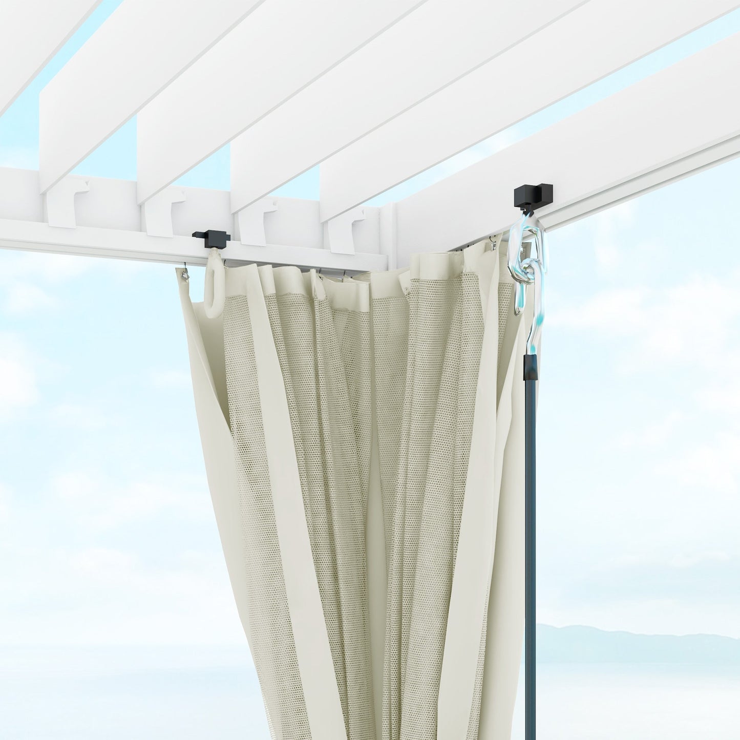 Outsunny 12' x 19' Pergola with Adjustable Louvered, Outdoor Pergola with Curtains and Netting, Cream White - 84C-509V00WT