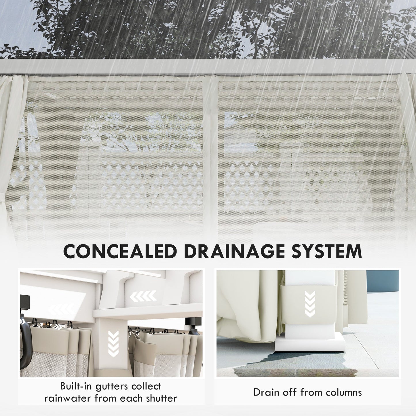 Outsunny 12' x 19' Pergola with Adjustable Louvered, Outdoor Pergola with Curtains and Netting, Cream White - 84C-509V00WT