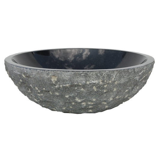 Eden Bath Black Granite Sink Rough Exterior -  Polished Interior - EB_S001BK-P