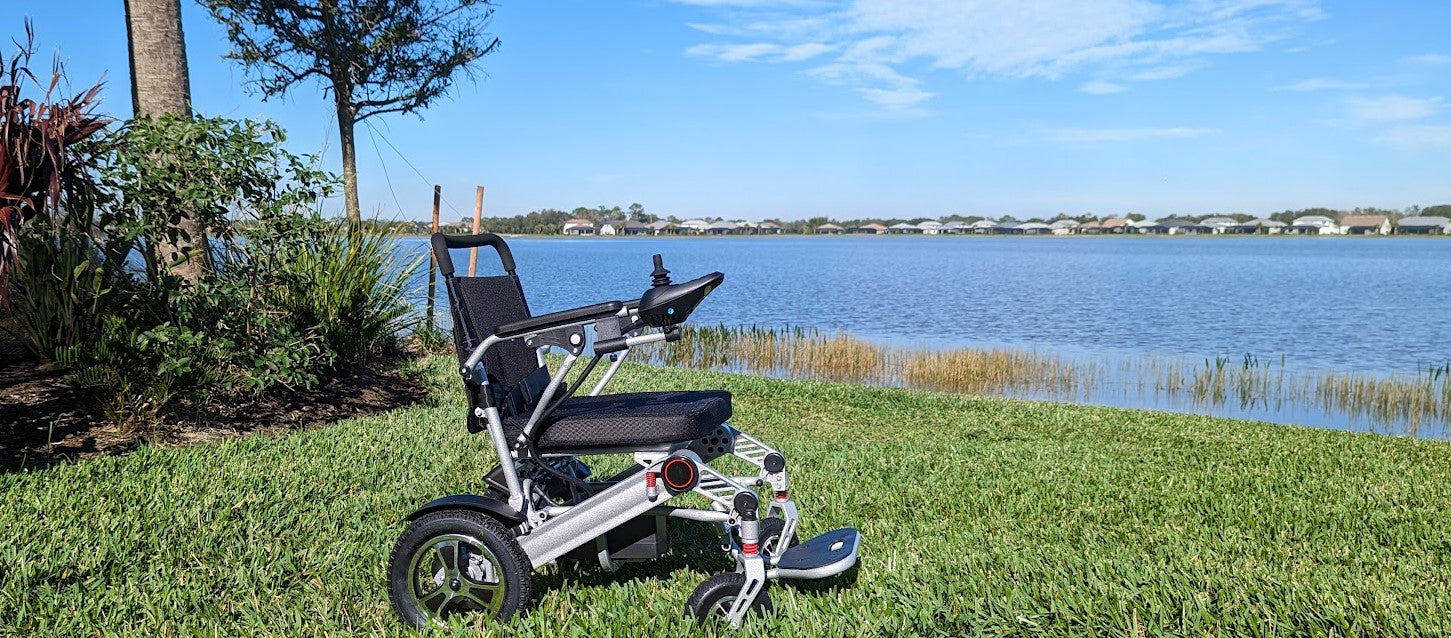 Beautiful Electric Wheelchair on a Lake