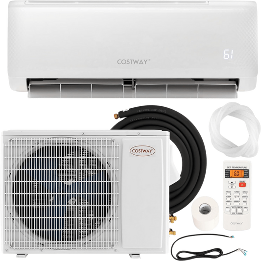 Costway 12000 BTU 21 SEER2 208-230V Ductless Mini Split Air Conditioner Heat Pump System Remote Control New - FP10412US-WH