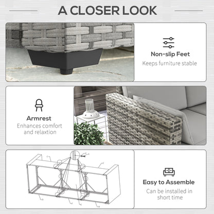 Outsunny 3-Seater Deep Seating Outdoor Sofa with Removable Cushions, Gray - 860-308V00GY