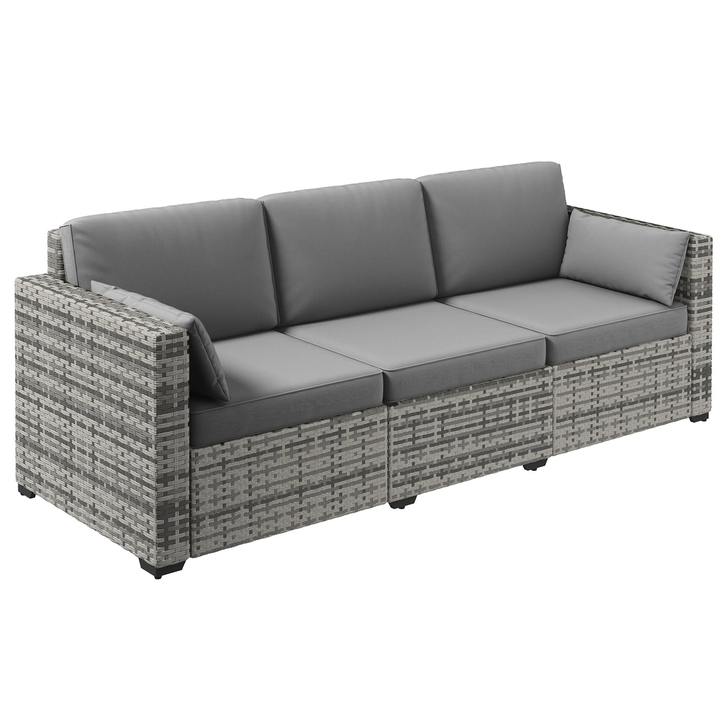 Outsunny 3-Seater Deep Seating Outdoor Sofa with Removable Cushions, Gray - 860-308V00GY