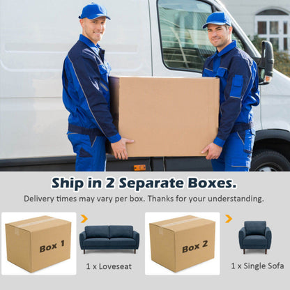 Costway Sofa Set 2-Piece Modern Upholstered Fabric Loveseat and Armchair with Solid Wood Frame New - HV10186WL-NY+