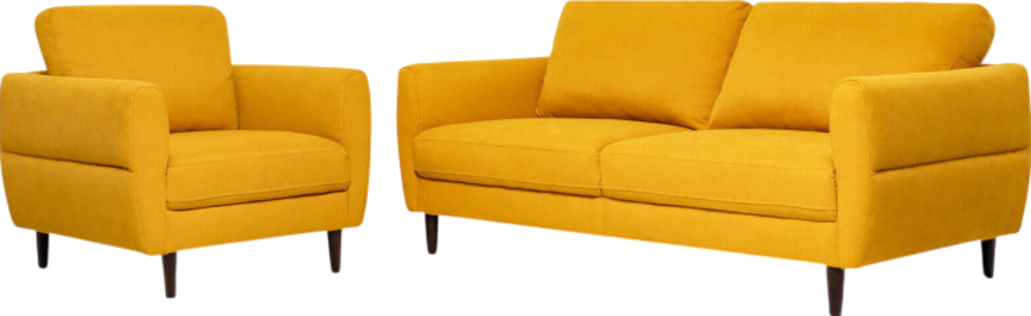 Costway Sofa Set 2-Piece Modern Upholstered Fabric Loveseat and Armchair with Solid Wood Frame New - HV10186WL-NY+