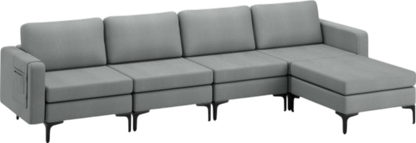 Costway Sofa Modular L-Shaped Sectional with Removable Ottoman Built-In Outlet and USB Ports New - HV10299HS-A+B+E+D