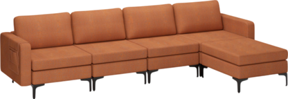 Costway Sofa Modular L-Shaped Sectional with Removable Ottoman Built-In Outlet and USB Ports New - HV10299HS-A+B+E+D