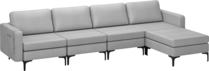 Costway Sofa Modular L-Shaped Sectional with Removable Ottoman Built-In Outlet and USB Ports New - HV10299HS-A+B+E+D