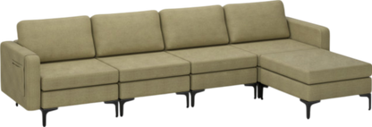 Costway Sofa Modular L-Shaped Sectional with Removable Ottoman Built-In Outlet and USB Ports New - HV10299HS-A+B+E+D
